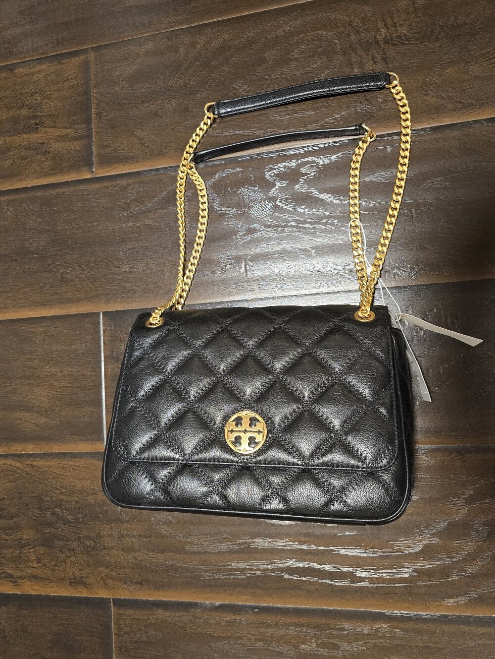 Tory Burch Black Willa Shoulder Bag Purse gold hardware brand new tags crossbody